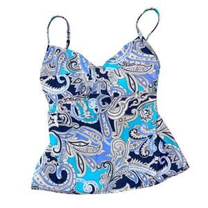 Simply Swim Blue Paisley Twist Front Tankini size 12